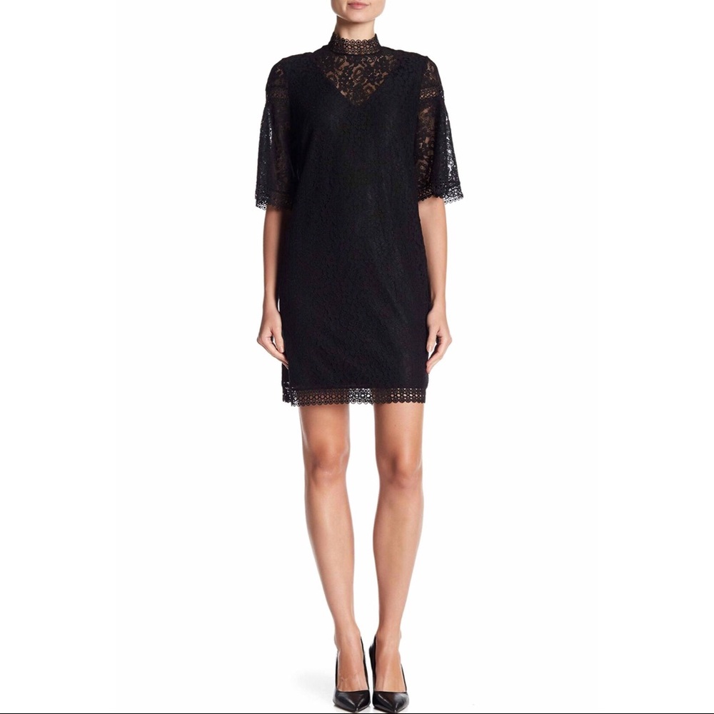 Laundry By Shelli Segal Short Sleeve Lace Dress 0